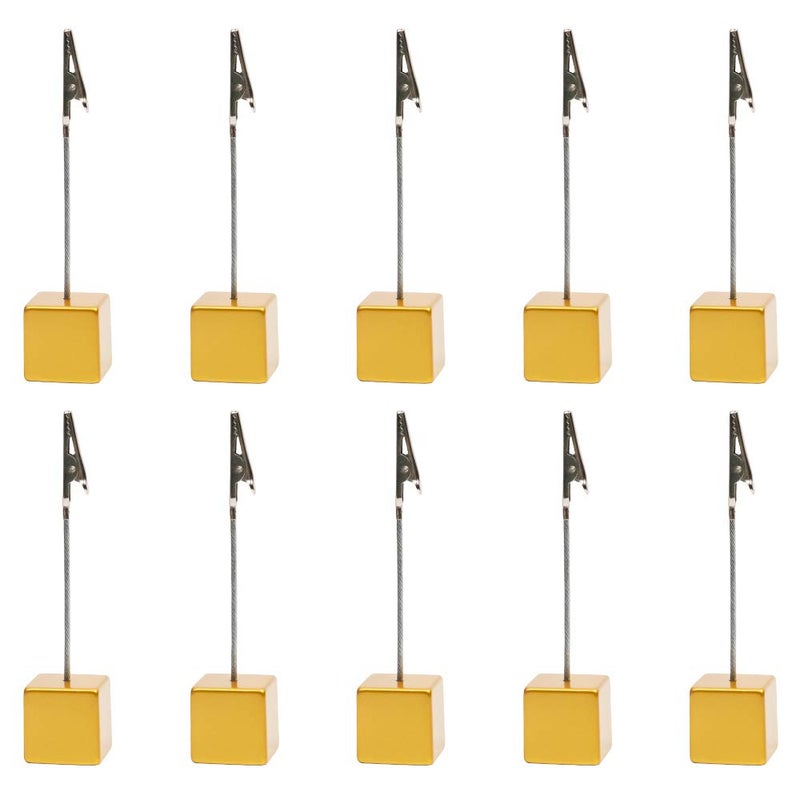 senover 10pcs Table Number Holder Name Place Card Holder Memo Clip Holder Stand Note Holder Pictures Card Paper Menu Clip (Gold) - Image 1